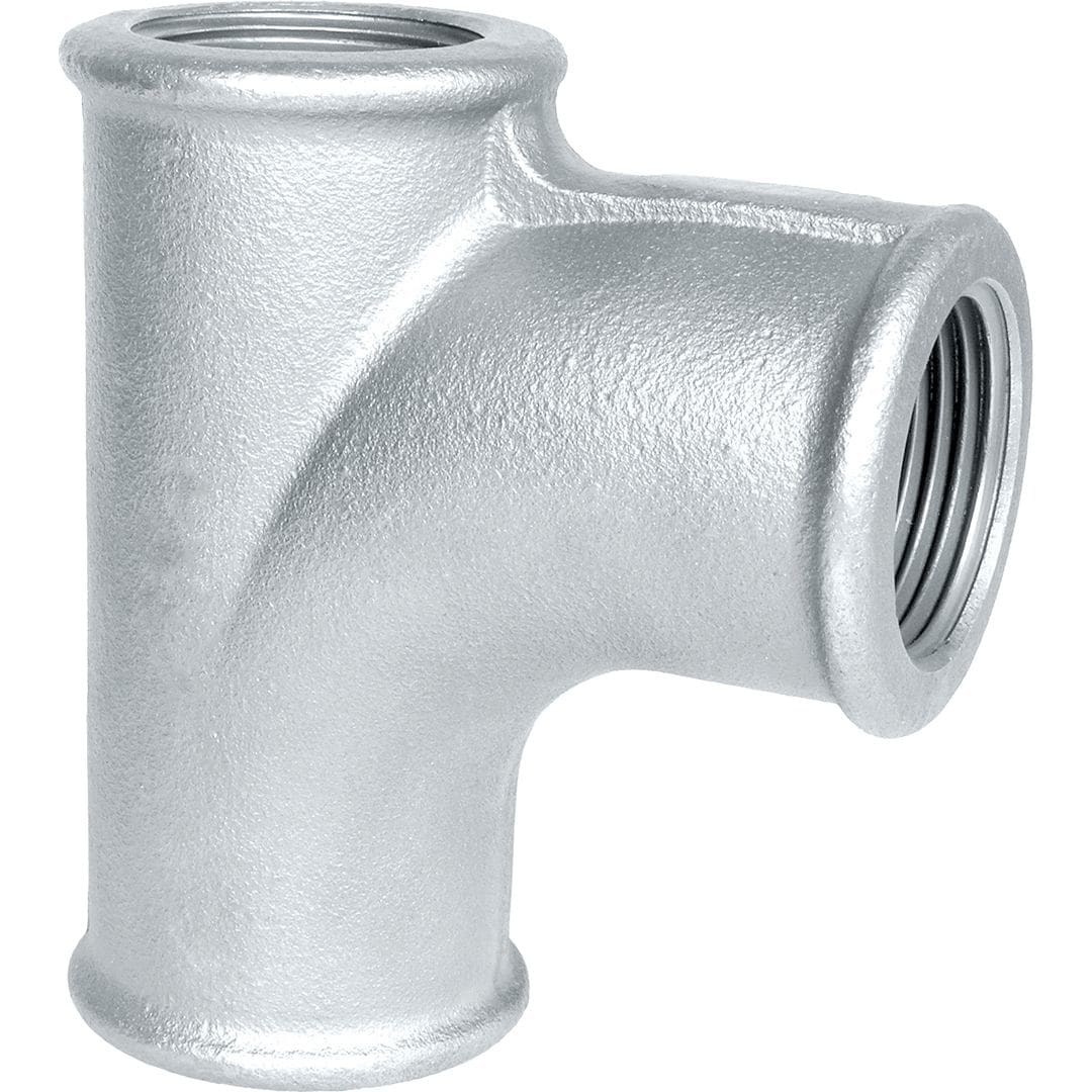 Sferaco - Raccord fonte malléable Té femelle égal 1 voie cintrée Série 131G galva DN1"1/2