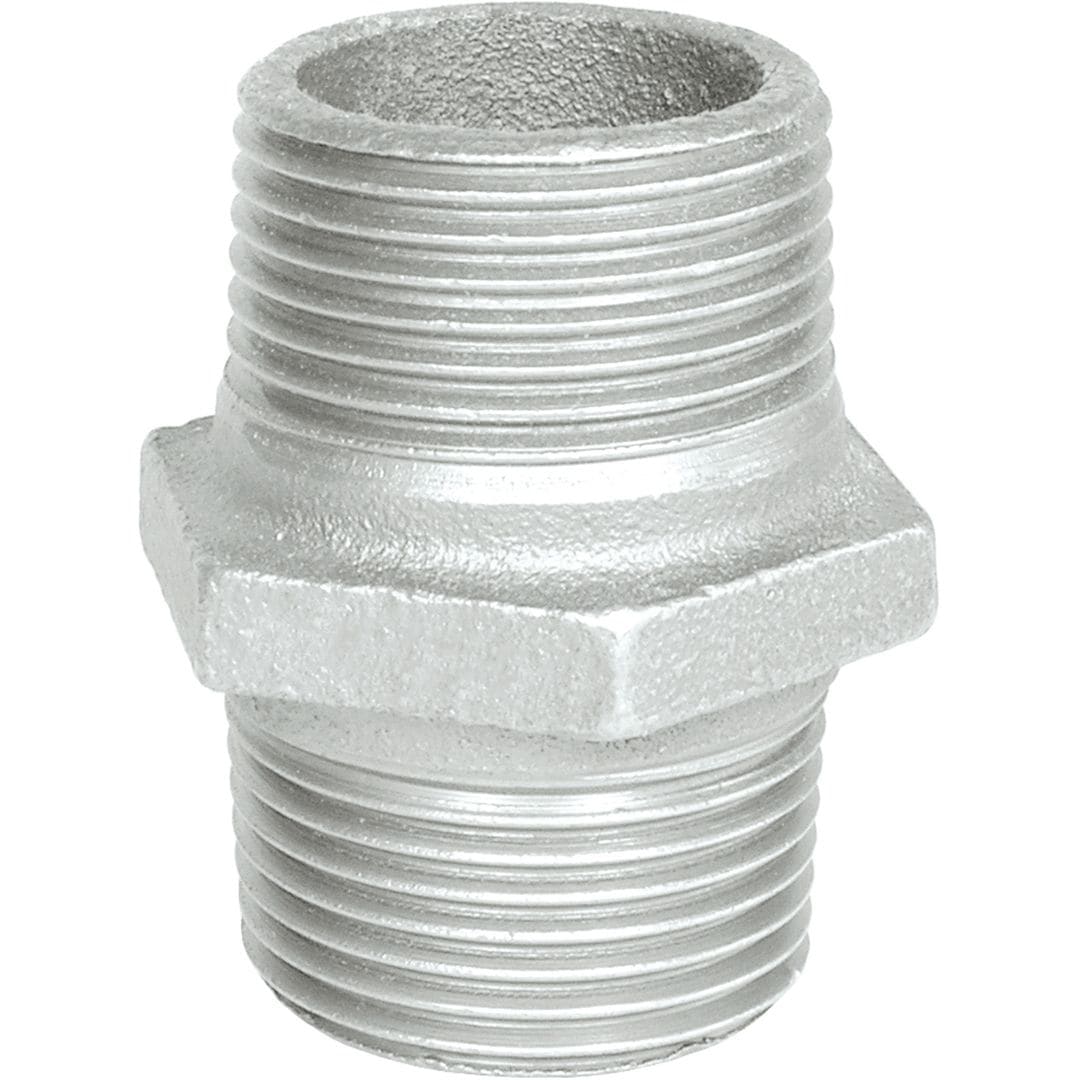 Sferaco - Raccord fonte malléable mamelon égal droite/gauche Série 281G galva M1" BSP