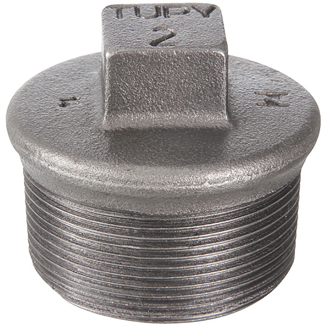 Sferaco - Raccord fonte malléable bouchon male à collet 4 pans Série 290N noir M2"1/2 BSP