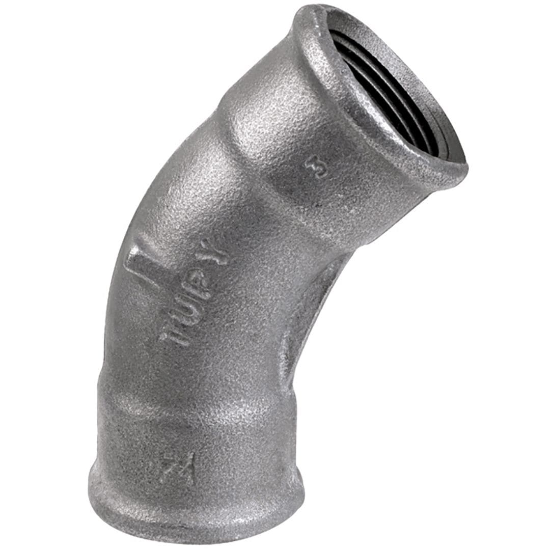 Sferaco - Raccord fonte malléable courbe FF grand rayon 45° Série 41N noir DN 2" BSP