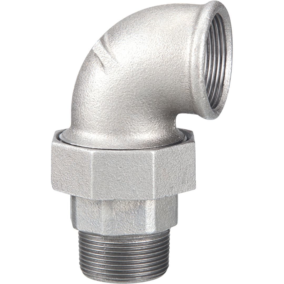 Sferaco - Raccord fonte malléable coude union MF joint conique Série 98G galva DN1/2"