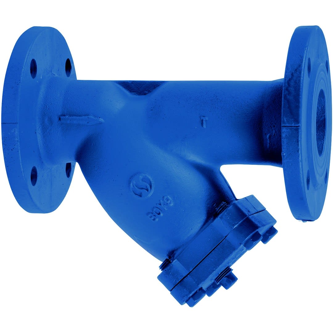 Sferaco - Filtre à tamis en Y Fonte Bleu à brides PN10/16 DIN F1 Série 221 maille 1mm DN15