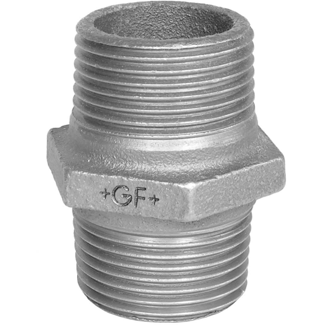 Sferaco - Raccord fonte malléable mamelon égal droite/gauche Série 281N noir M1" BSP