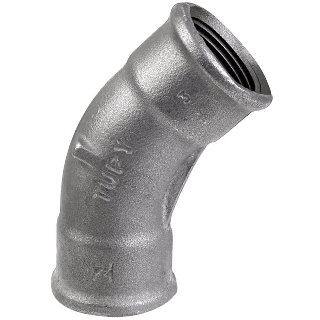 Sferaco - Raccord fonte malléable courbe FF grand rayon 45° Série 41N noir DN 1/2" BSP