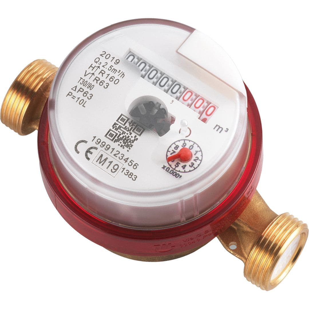 Sferaco - Compteur eau chaude jet unique pré-équipé impulsion MIDR160 Série 2704 DN20 L130
