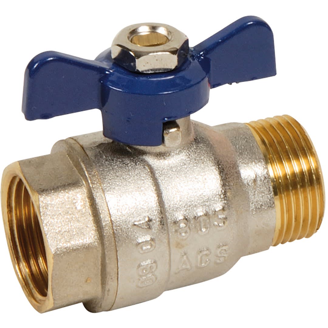 Sferaco - Vanne sphère laiton titré 4MS Bâtiment+ mâle femelle BSP manette bleue DN1/2"