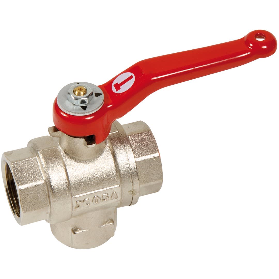 Sferaco - Vanne à sphère laiton 3 voies 3 positions en T Série 535 Femelle BSP DN1"1/4