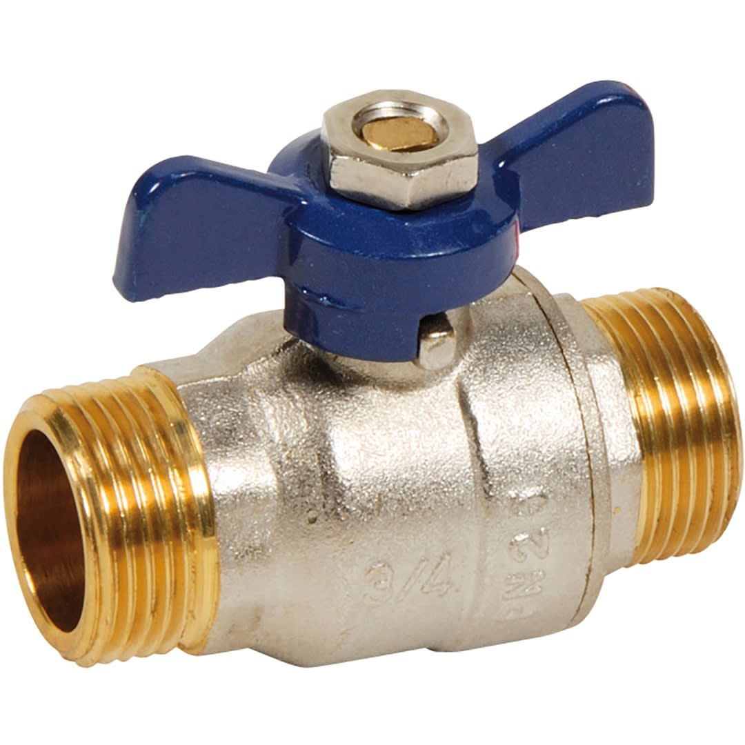 Sferaco - Vanne sphère laiton titré 4MS Bâtiment+ mâle mâle BSP manette bleue DN1/2"