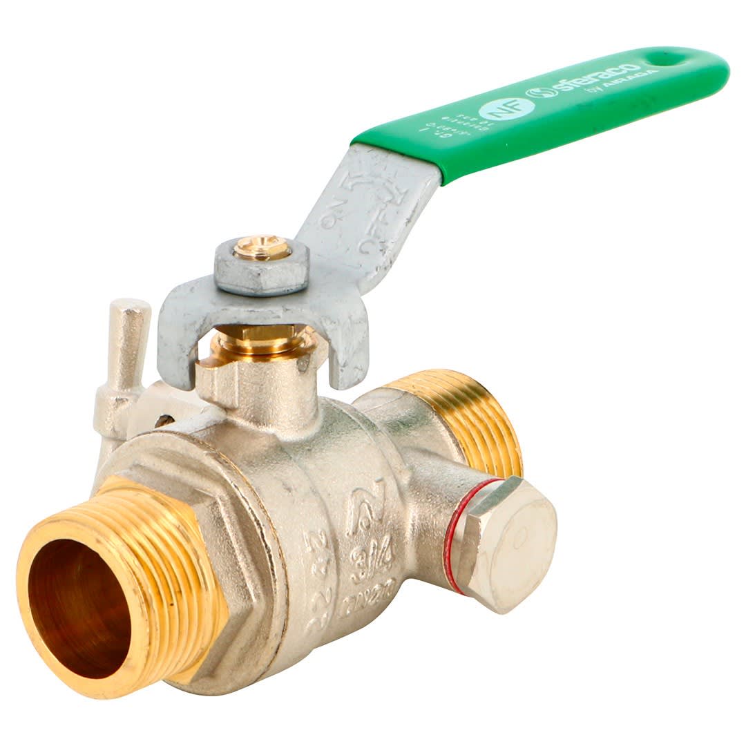 Sferaco - Vanne à sphère laiton titré 4MS NF mâle mâle à purge poignée verte 1/2''