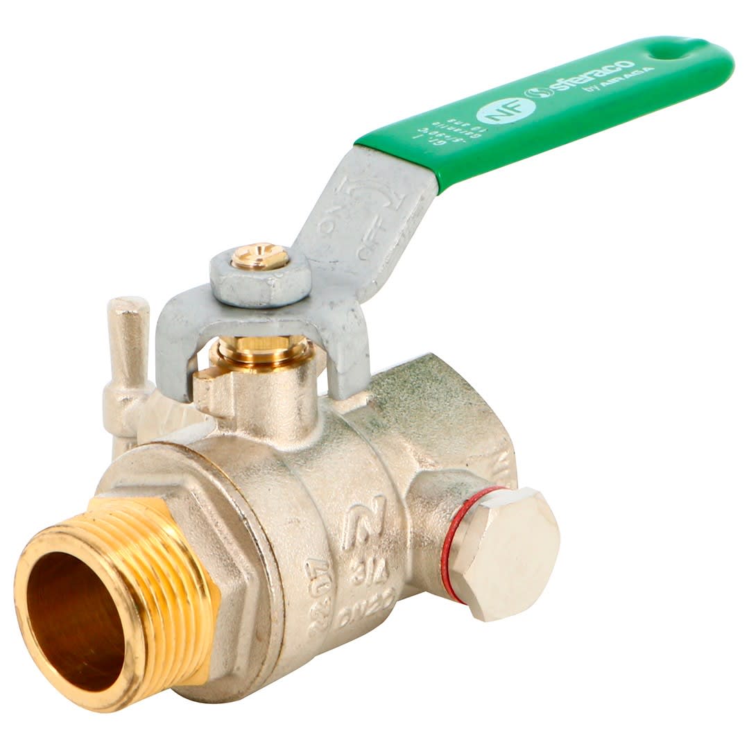 Sferaco - Vanne à sphère laiton titré 4MS NF mâle femelle à purge poignée plate DN 1/2"
