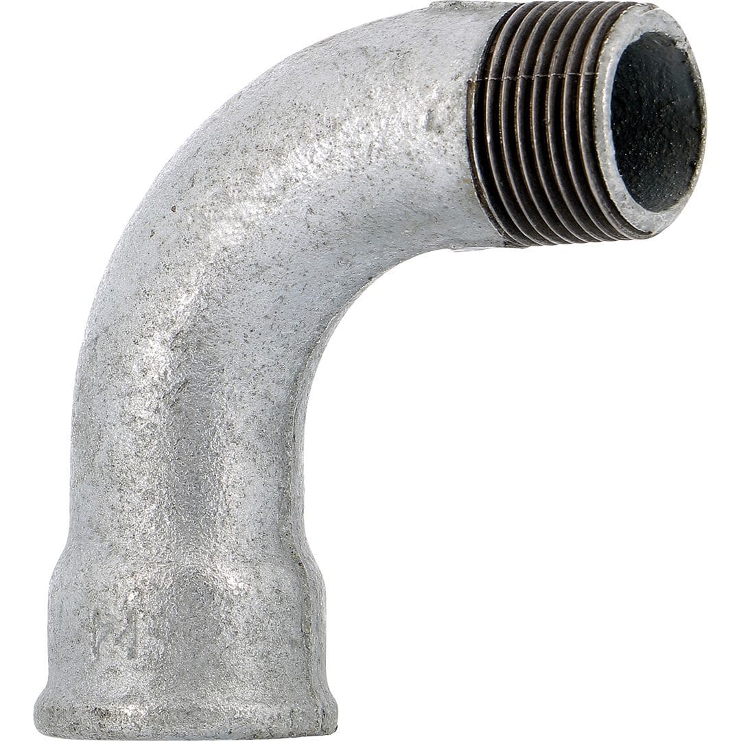 Sferaco - Raccord fonte malléable courbe male femelle grand rayon 90° Série 01G galva 4"