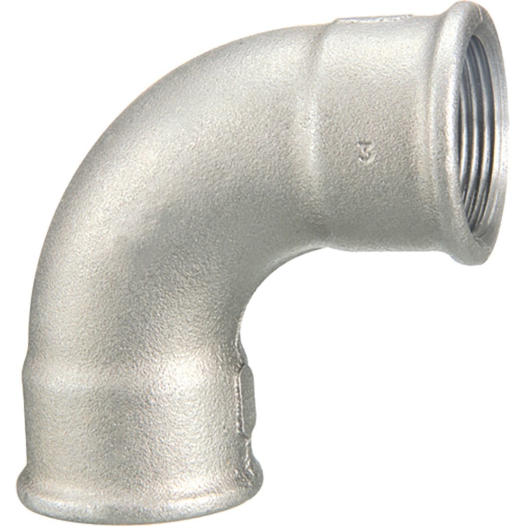 Sferaco - Raccord fonte malléable courbe femelle grand rayon 90° Série 02G galva DN1"1/4