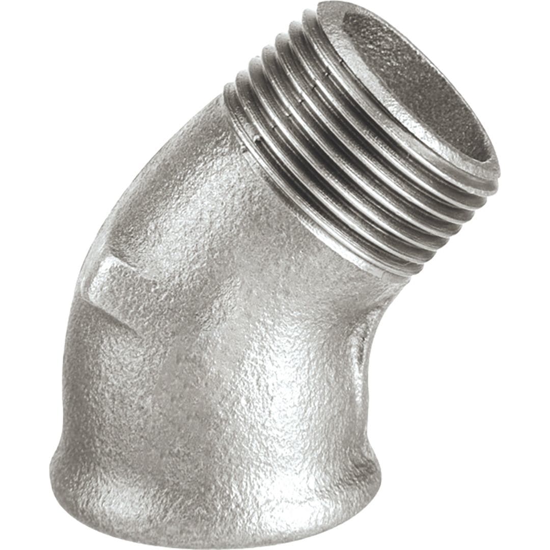 Sferaco - Raccord fonte malléable coude male femelle petit rayon 45° Série 0121G galva 3"