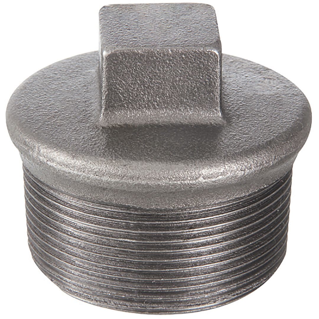 Sferaco - Raccord fonte malléable bouchon male à collet 4 pans Série 0290N noir M1/2" BSP