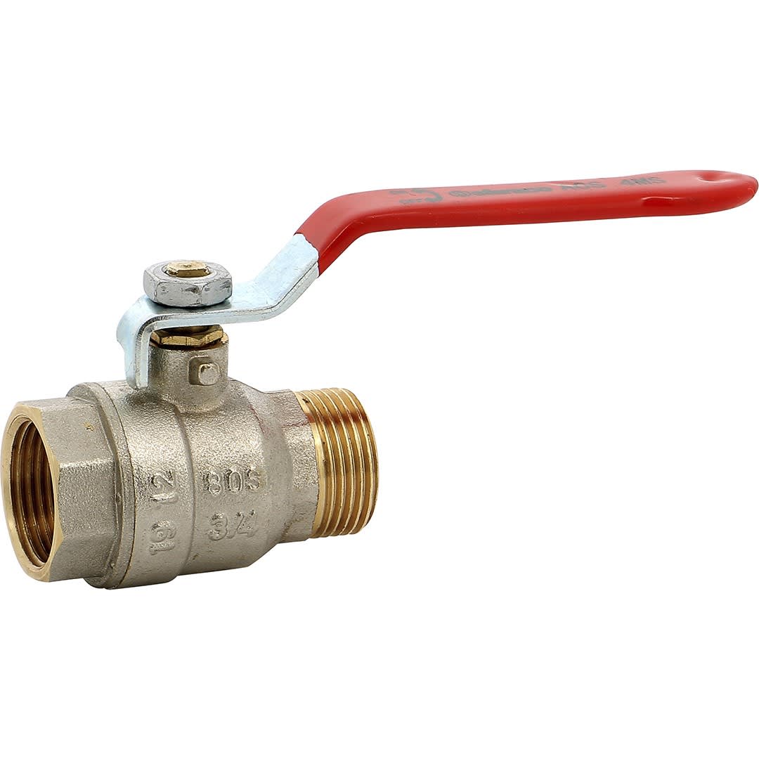 Sferaco - Vanne sphère laiton titré 4MS Bâtiment+ mâle femelle BSP poignée rouge DN3/4"