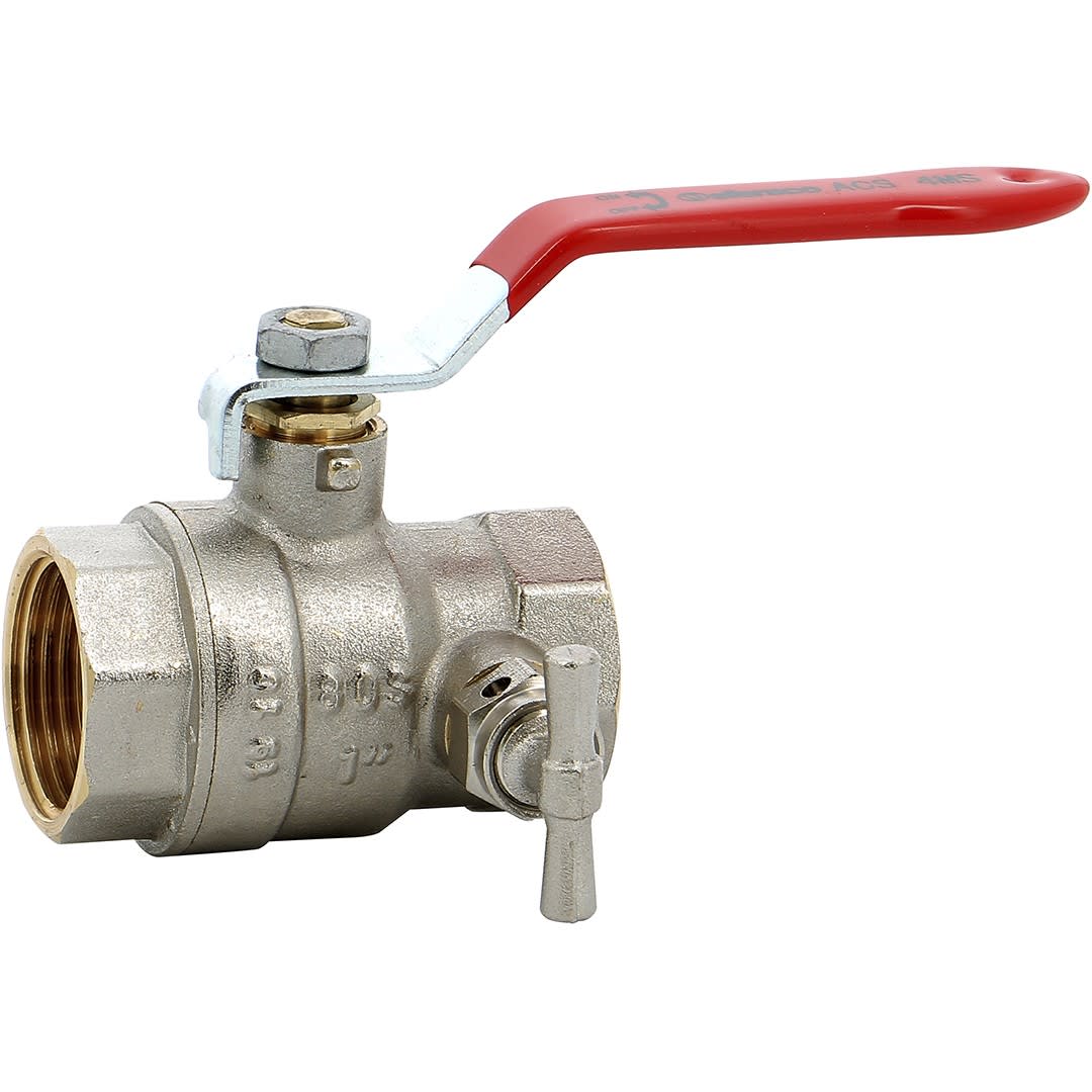 Sferaco - Vanne sphère laiton titré Bât+ femelle femelle BSP DN1/2'' purge poignée rouge
