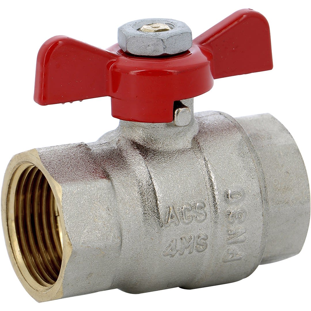 Sferaco - Vanne sphère laiton titré 4MS Bât+ femelle femelle manette papillon rouge 3/8''