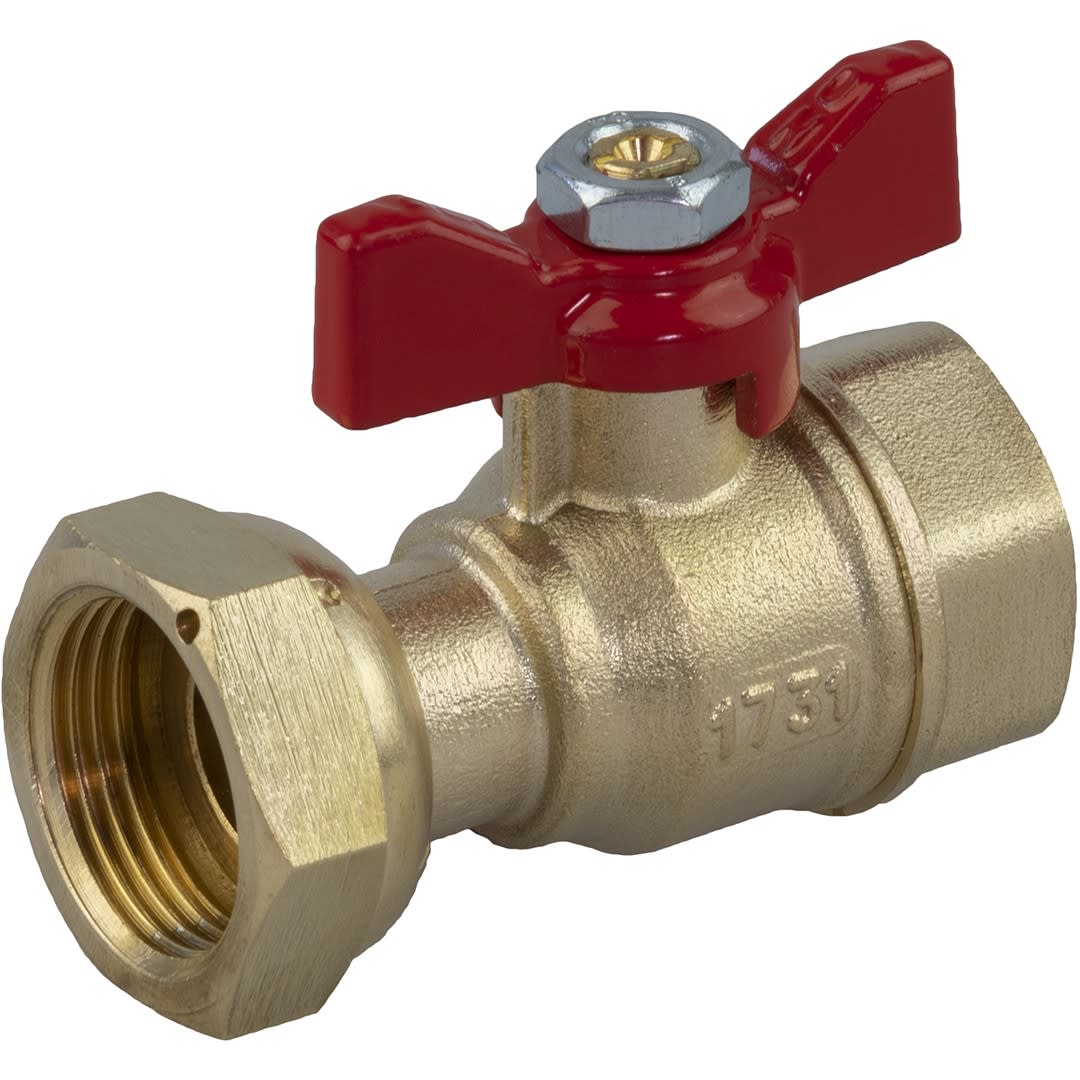Sferaco - Robinet compteur 635 droit femelle 1/2" - écrou tournant 3/4" manette rouge