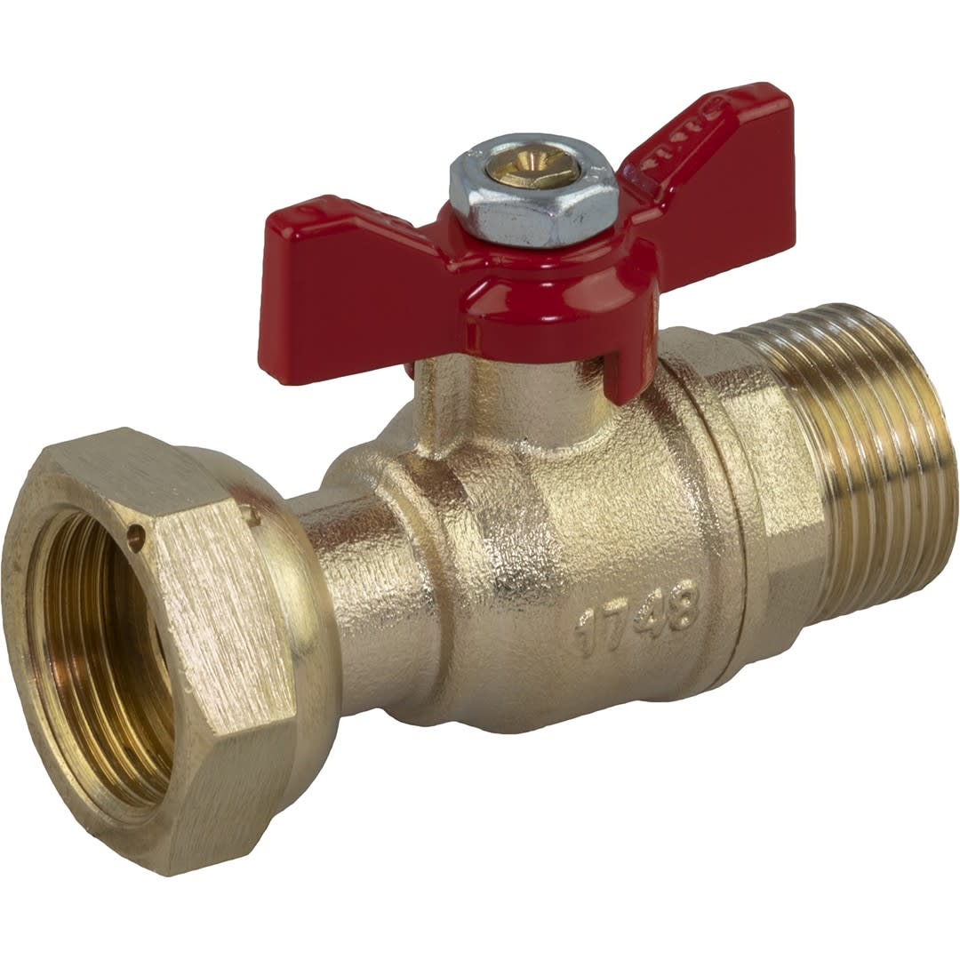 Sferaco - Robinet compteur 636 droit DN15 mâle 1/2" - écrou tournant 1/2" manette rouge