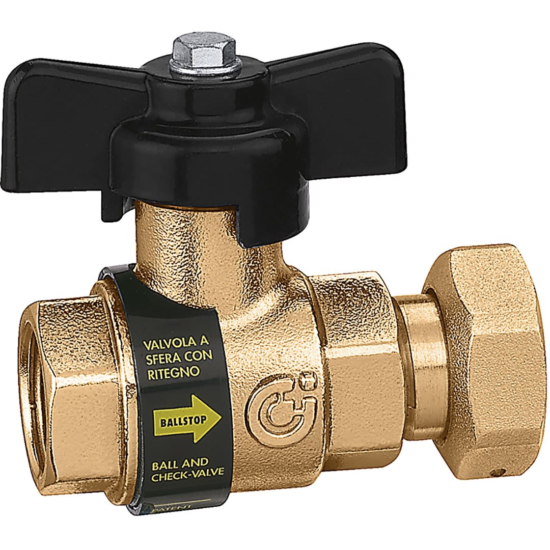 Sferaco - Vanne à sphère Ballstop avec clapet Série 651 écrou tournant-Femelle DN3/4"-1/2"