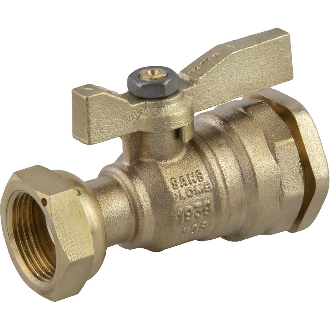 Sferaco - Robinet compteur 654 droit raccord PE DN50 - écrou DN2" manette laiton 2/3-1/3