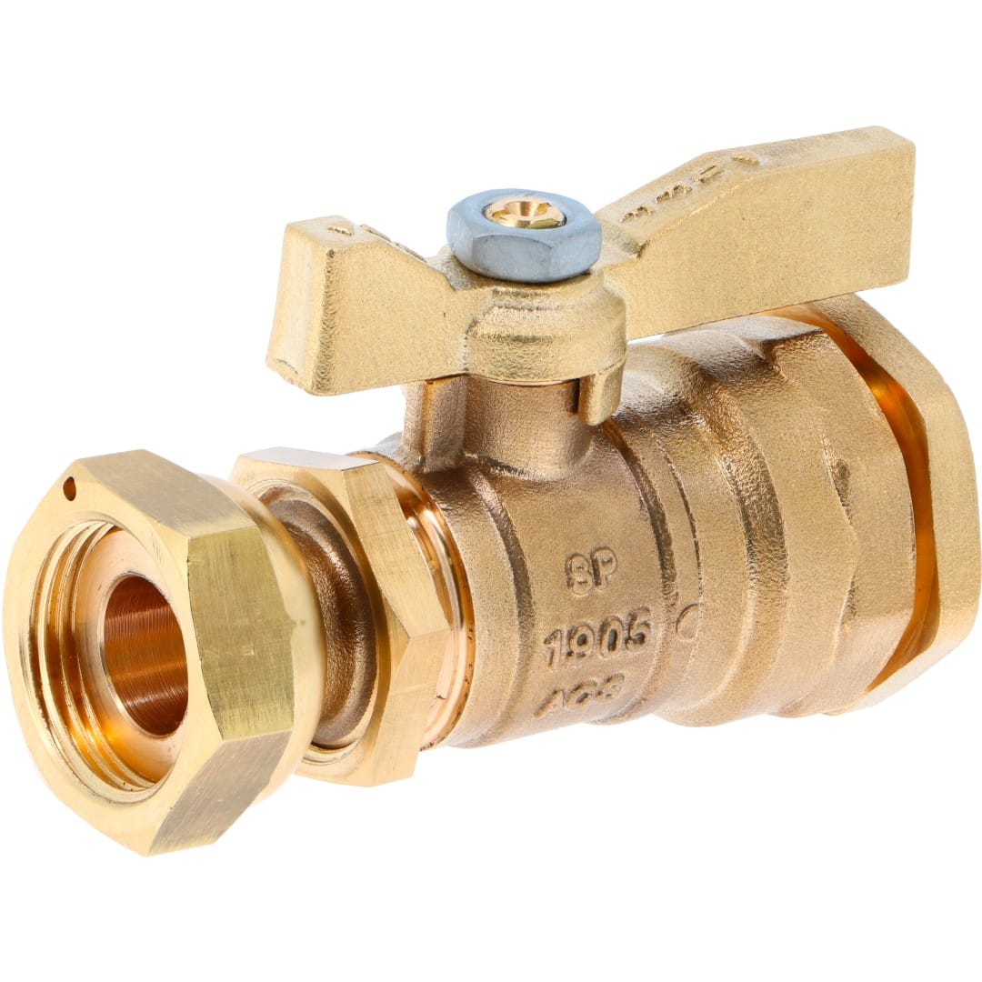 Sferaco - Robinet droit tube PE pour rail support compteur Série 654R Ecrou 1"1/2-PE DN50