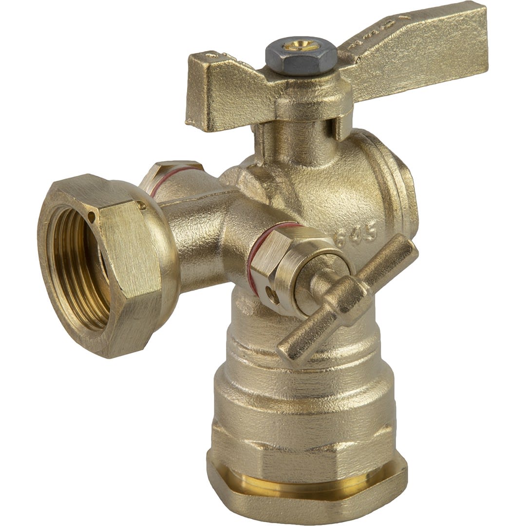 Sferaco - Robinet compteur 656 équerre à purge raccord PE DN25 - écrou 3/4" manette laiton