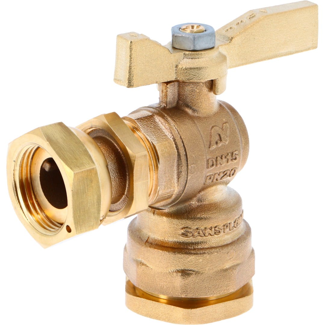 Sferaco - Robinet equerre tube PE pour rail support compteur Série 654R Ecrou 3/4"-PE DN32