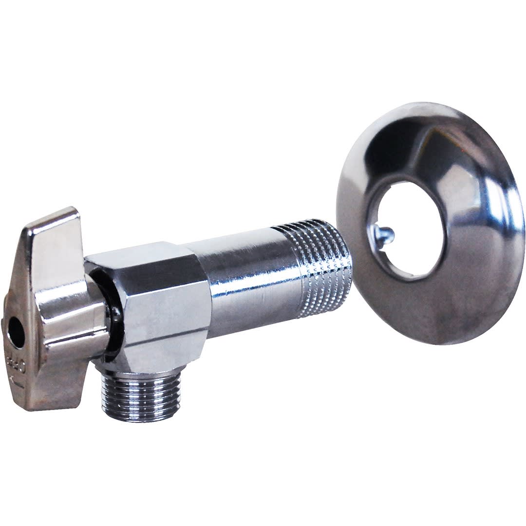 Sferaco - Vanne à sphère équerre pour lavabo avec rosace 55mm - 1/2"mâle-1/2"mâle