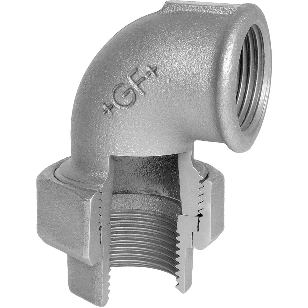 Sferaco - Raccord fonte malléable coude union FF sans joint plat Série 95N noir DN1"1/4