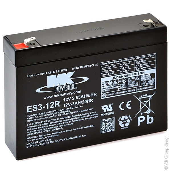 Enix - Batterie(s) Batterie plomb AGM ES3-12R 12V 3Ah F4.8
