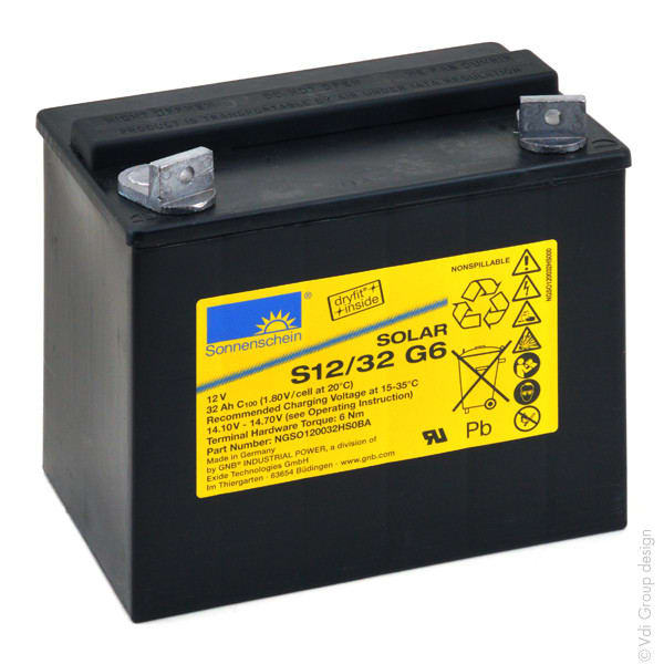 Enix - Accumulateur(s) Batterie plomb etanche gel Solar S12-32 G6 12V 32Ah M6-M