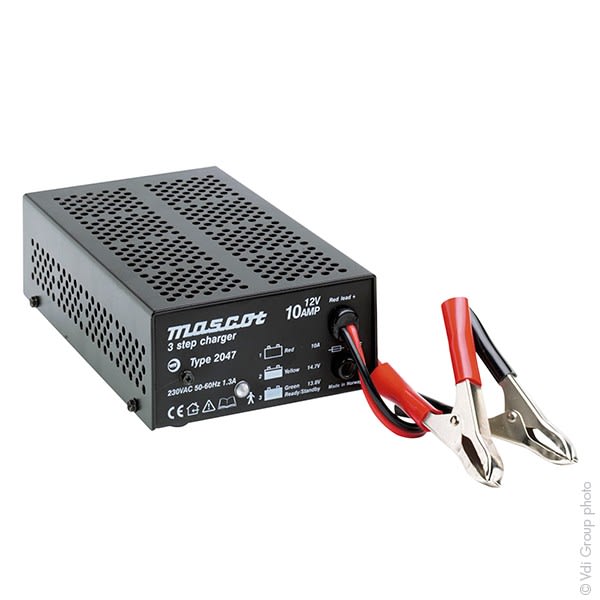 Enix - Unité(s) Chargeur plomb 12V/10A 230V Mascot 2047 - pinces crocodiles (Intelligen