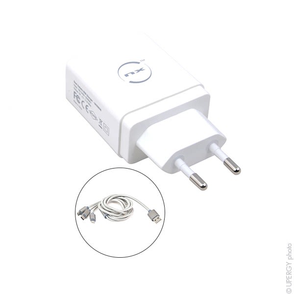 Enix - Unite(s) Chargeur secteur prise EU + Cable USB 3 en 1