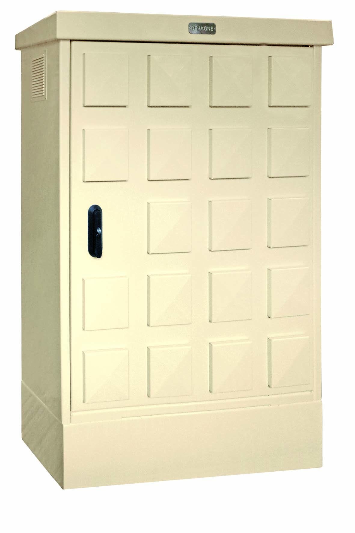 Depagne - Armoire BPS aluminium ivoire - sur socle + serrure demi cylindre Européen triang