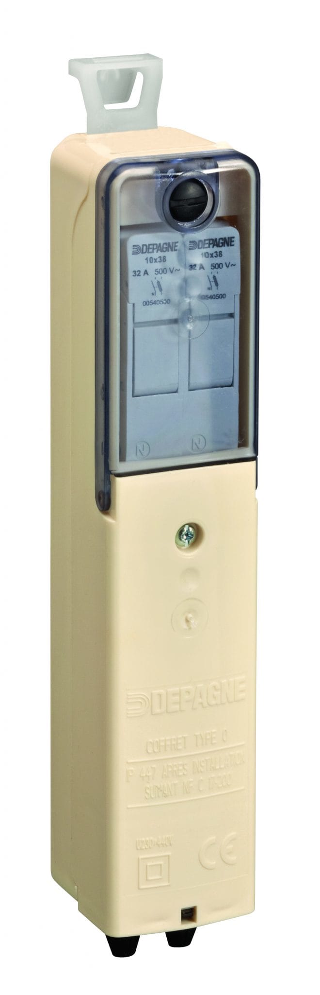 Depagne - Boîtier Nova type 0 classe II ivoire - 4 bornes 2x16 mm² - 1 coupe-circuit Ph+N