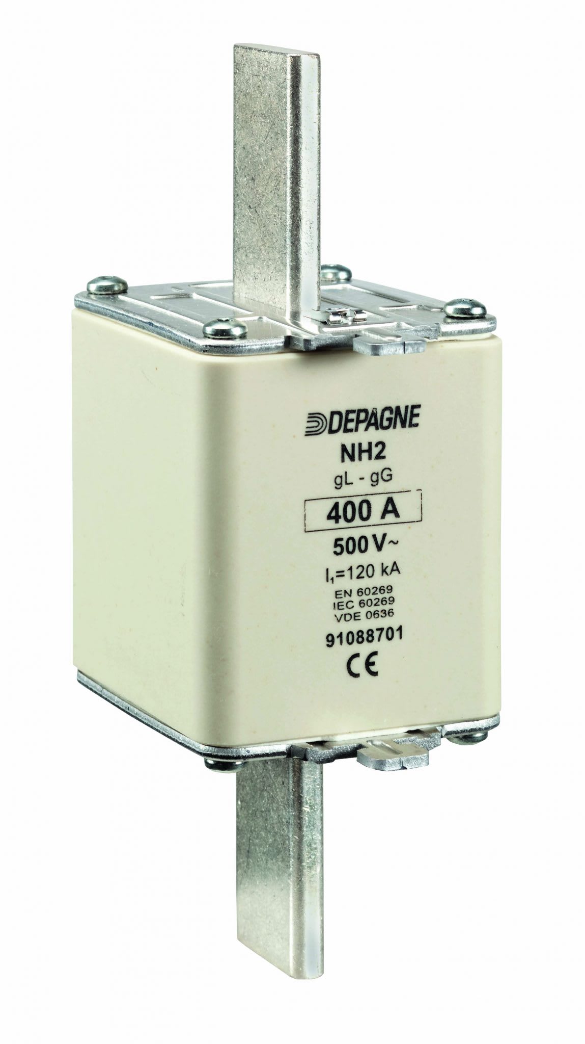 Depagne - Cartouche fusible à couteau NH industrielle (HPC) taille 2, gG - 100A