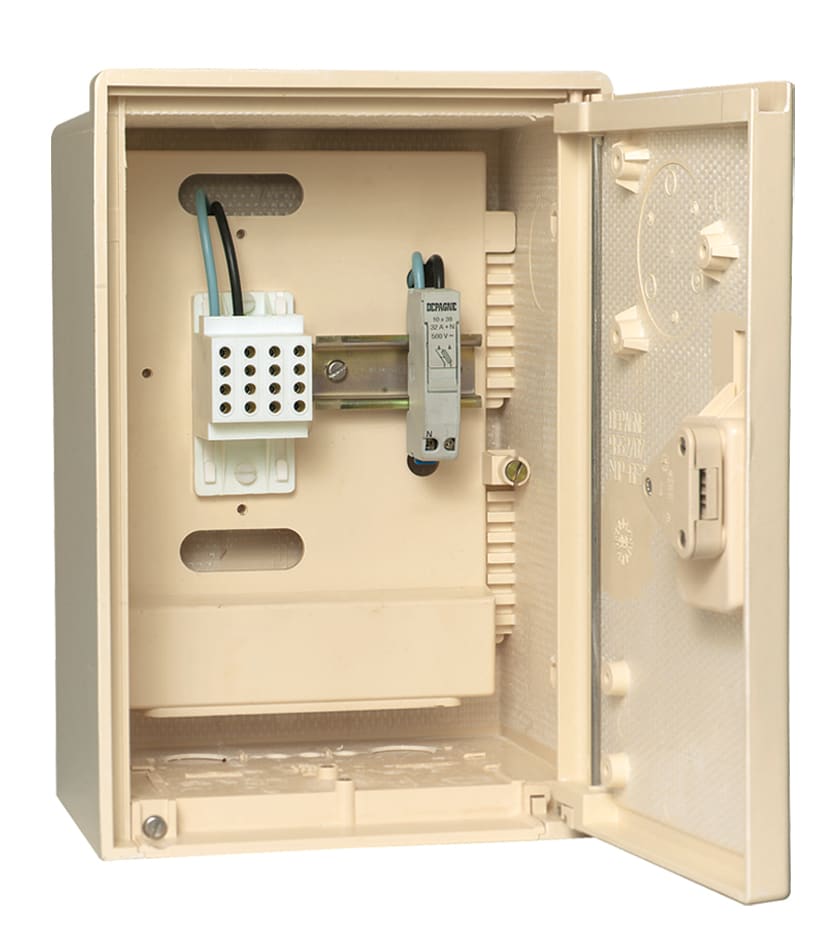 Depagne - Coffret simple S22 classe II ivoire - 4 bornes 3x25 mm² - 1 coupe-circuit Ph+N