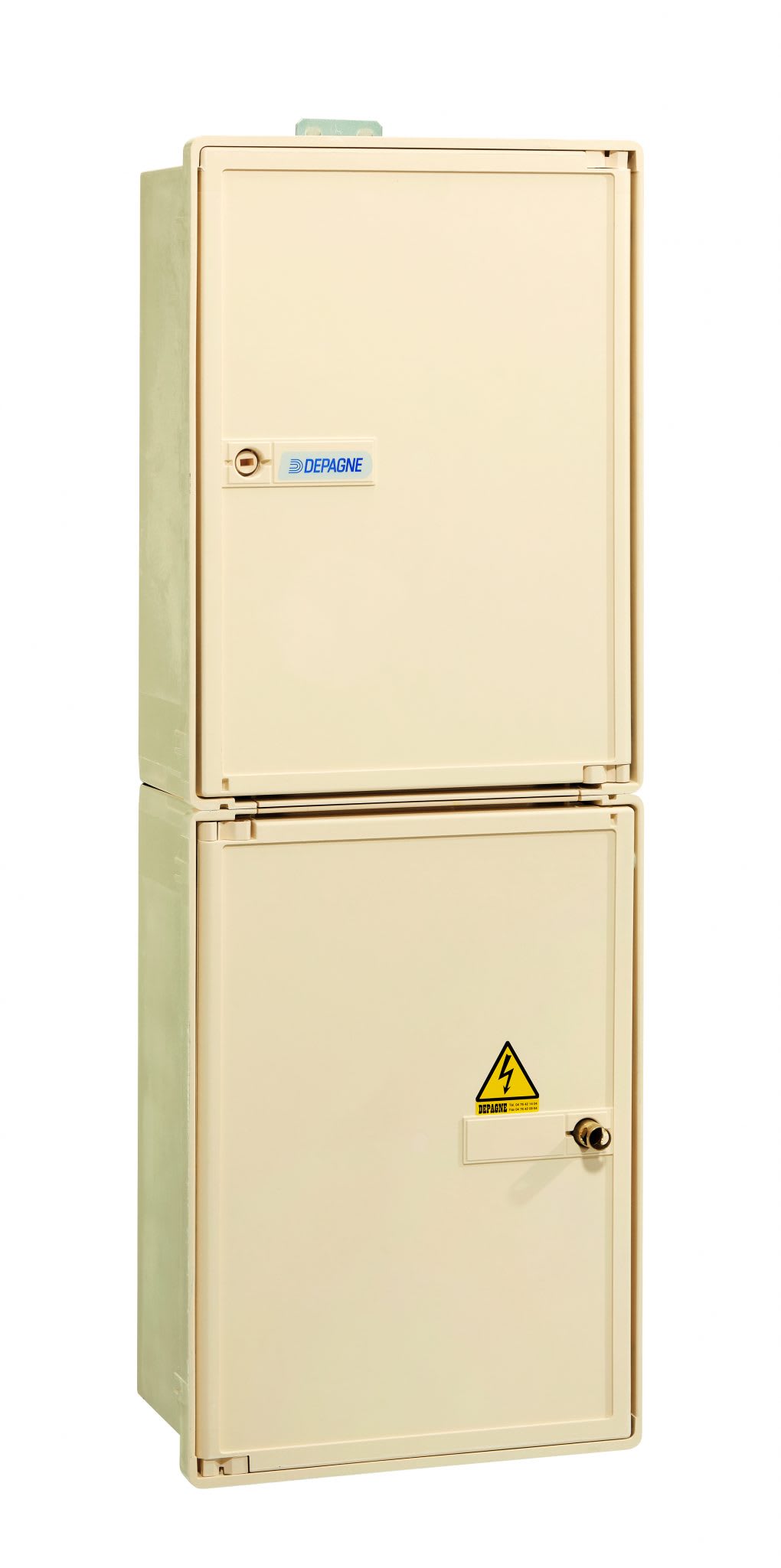 Depagne - Coffret double S20 ivoire superposé avec panneau S20 monophasé - serrure rectang