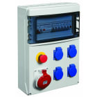 Depagne - Coffret de distribution gris - 4 prises bipolaires + 1 prise tétrapolaire :