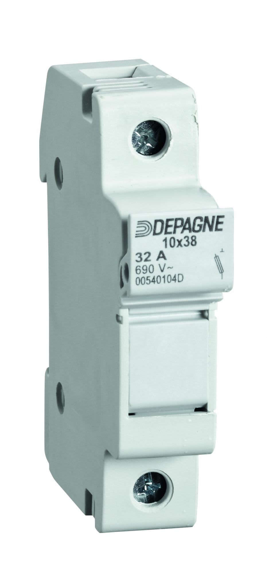 Depagne - Coupe-circuit base 10x38 gris - taille standard - Neutre équipé - fixation rail