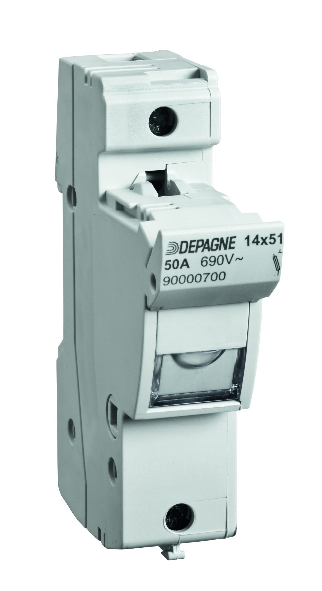 Depagne - Coupe-circuit base 14x51 gris - Neutre équipé - fixation rail DIN