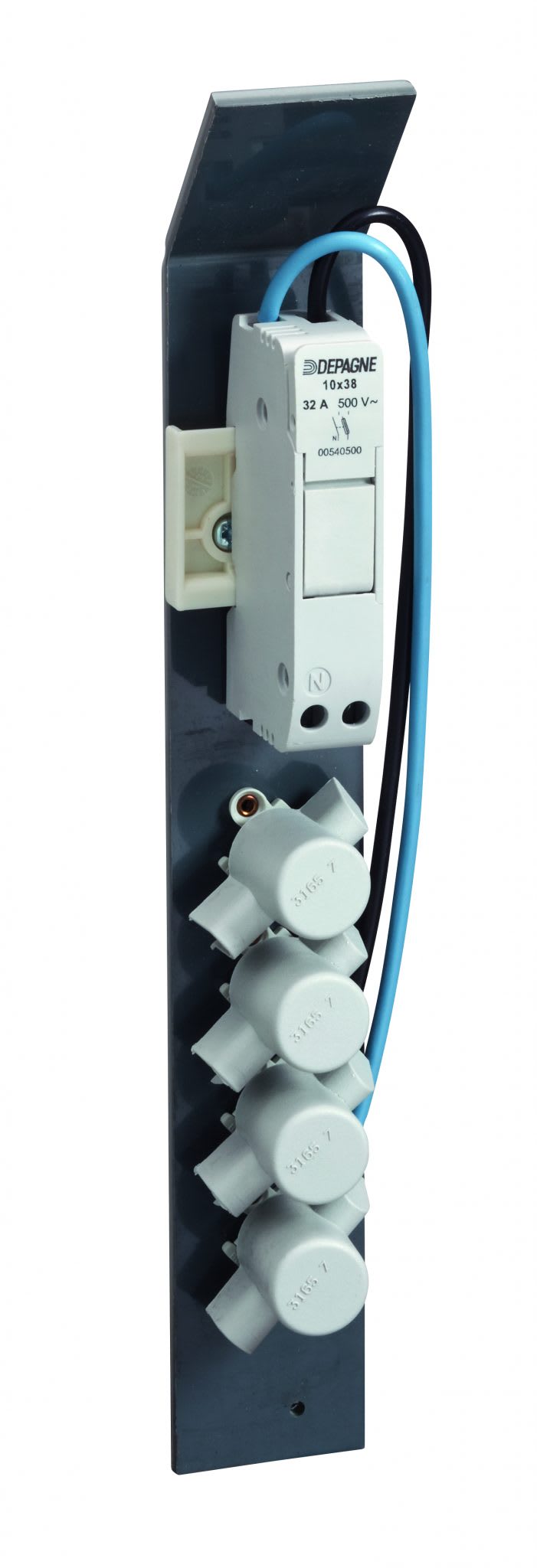 Depagne - Platine de raccordement classe I - IP11 - 4 bornes 2x16 mm² + 1 coupe-circuit Ph