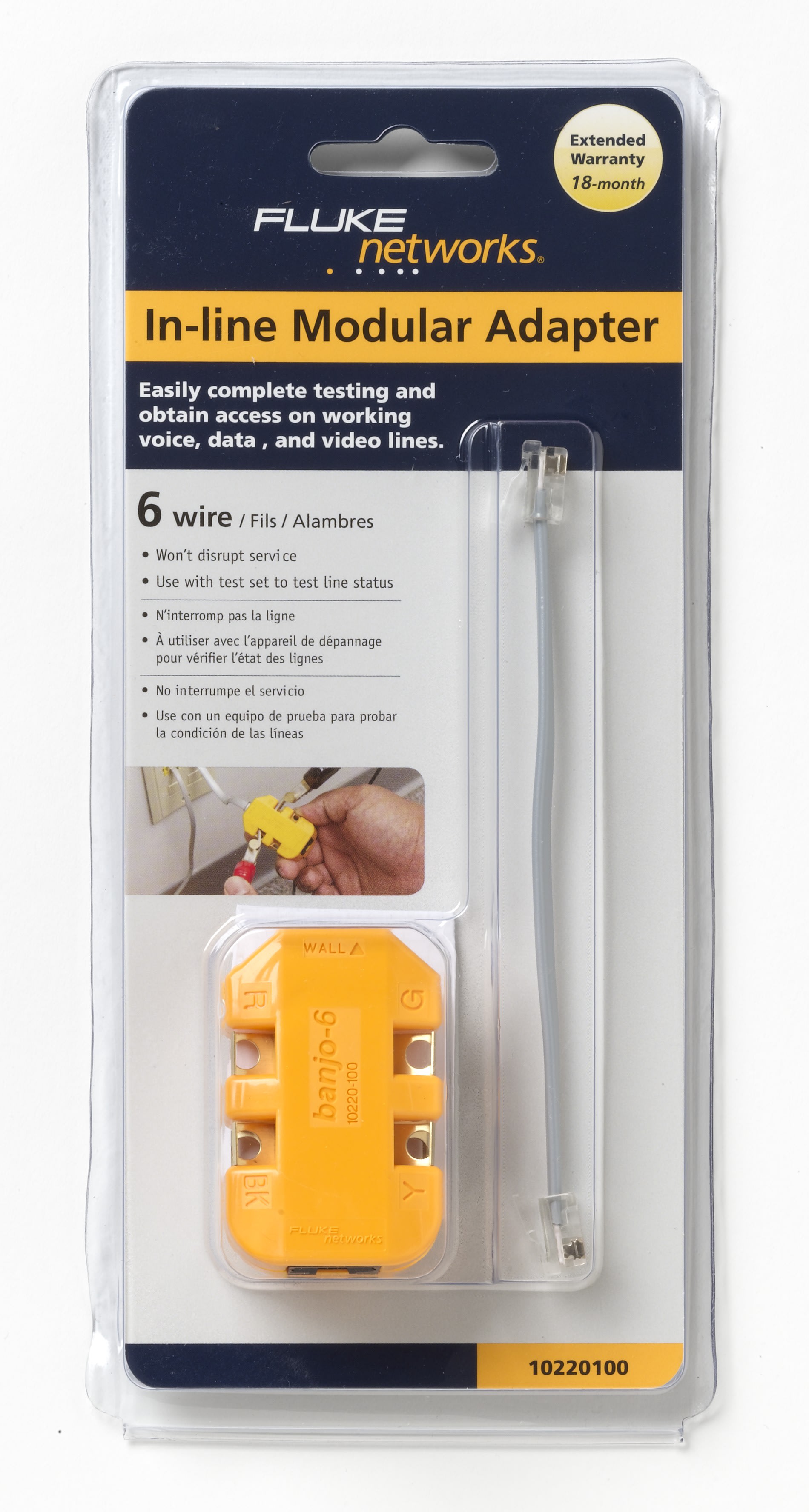 Fluke Networks - Adaptateur modulaire 6 fils en ligne
