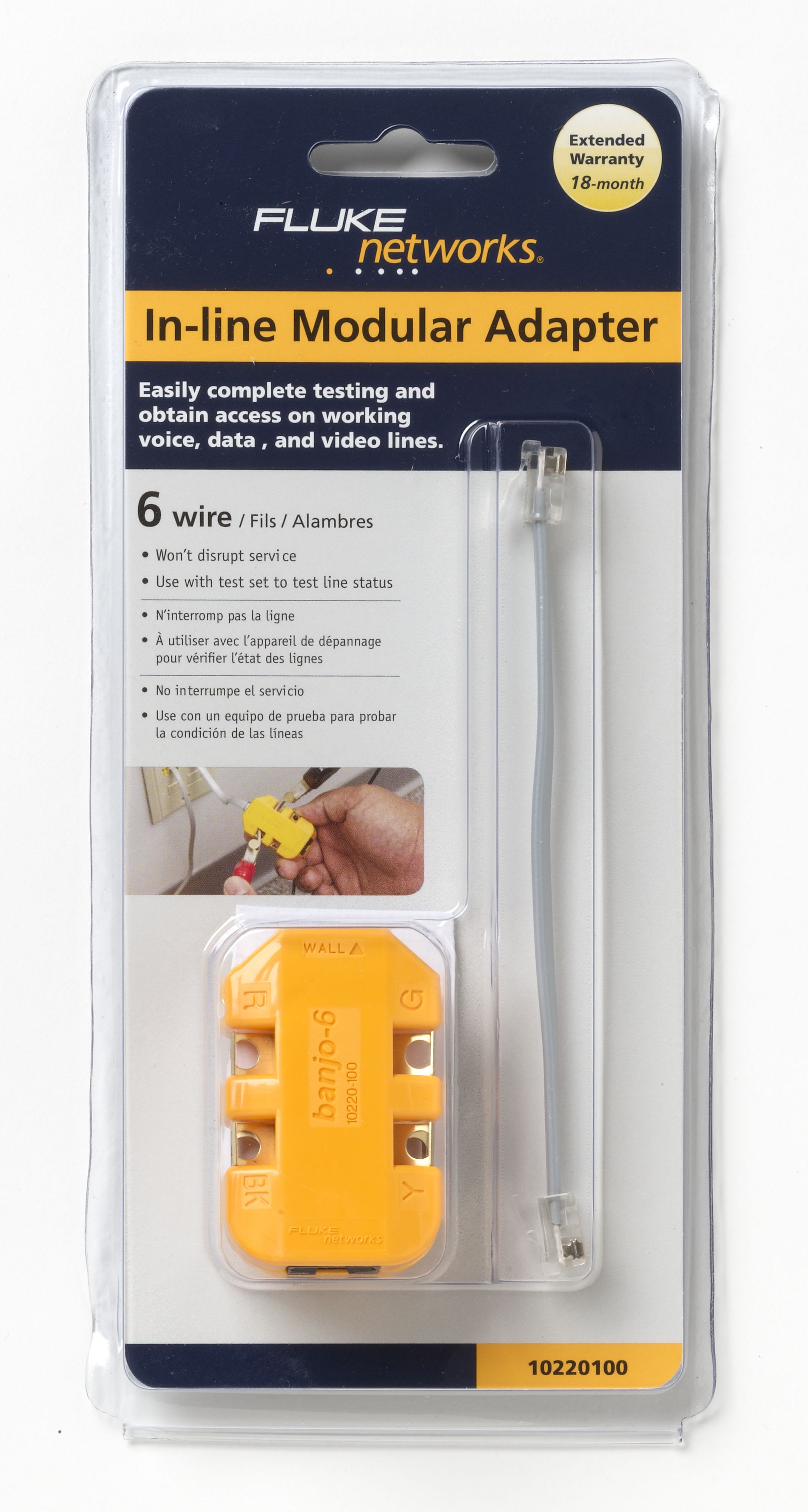 Fluke Networks - Adaptateur modulaire 6 fils en ligne