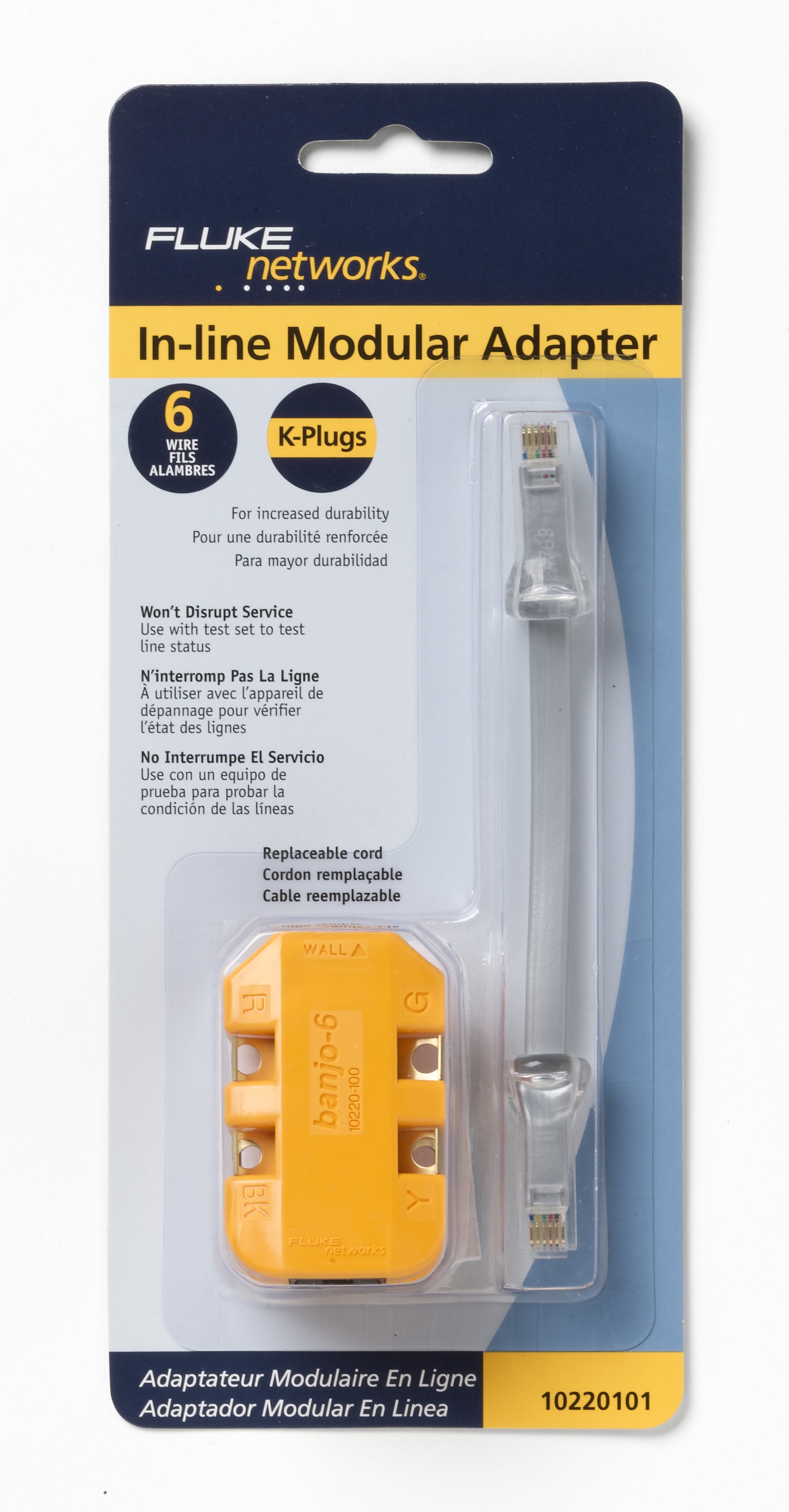 Fluke Networks - Adaptateur modulaire 6 fils en ligne avec prise K