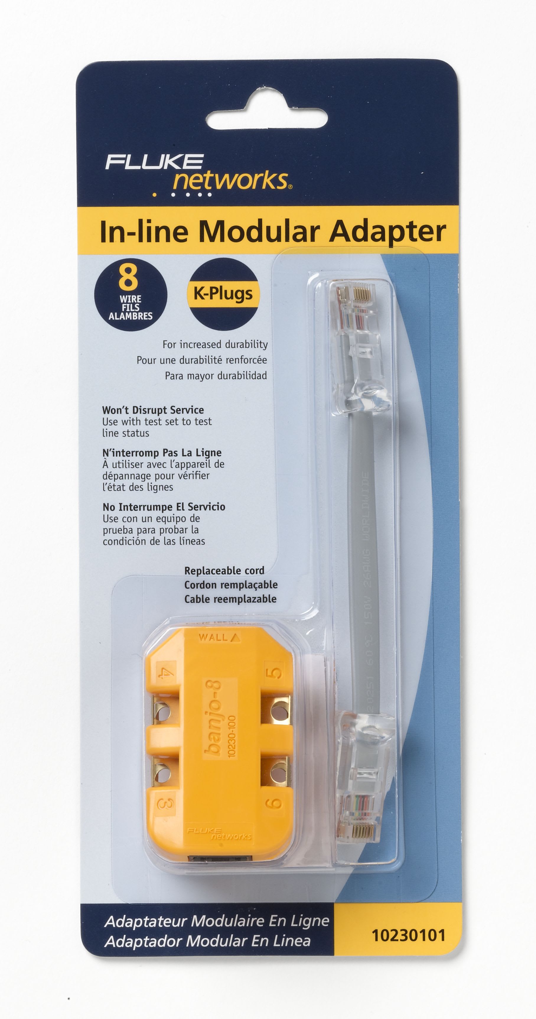 Fluke Networks - Adaptateur modulaire 8 fils en ligne avec prise K