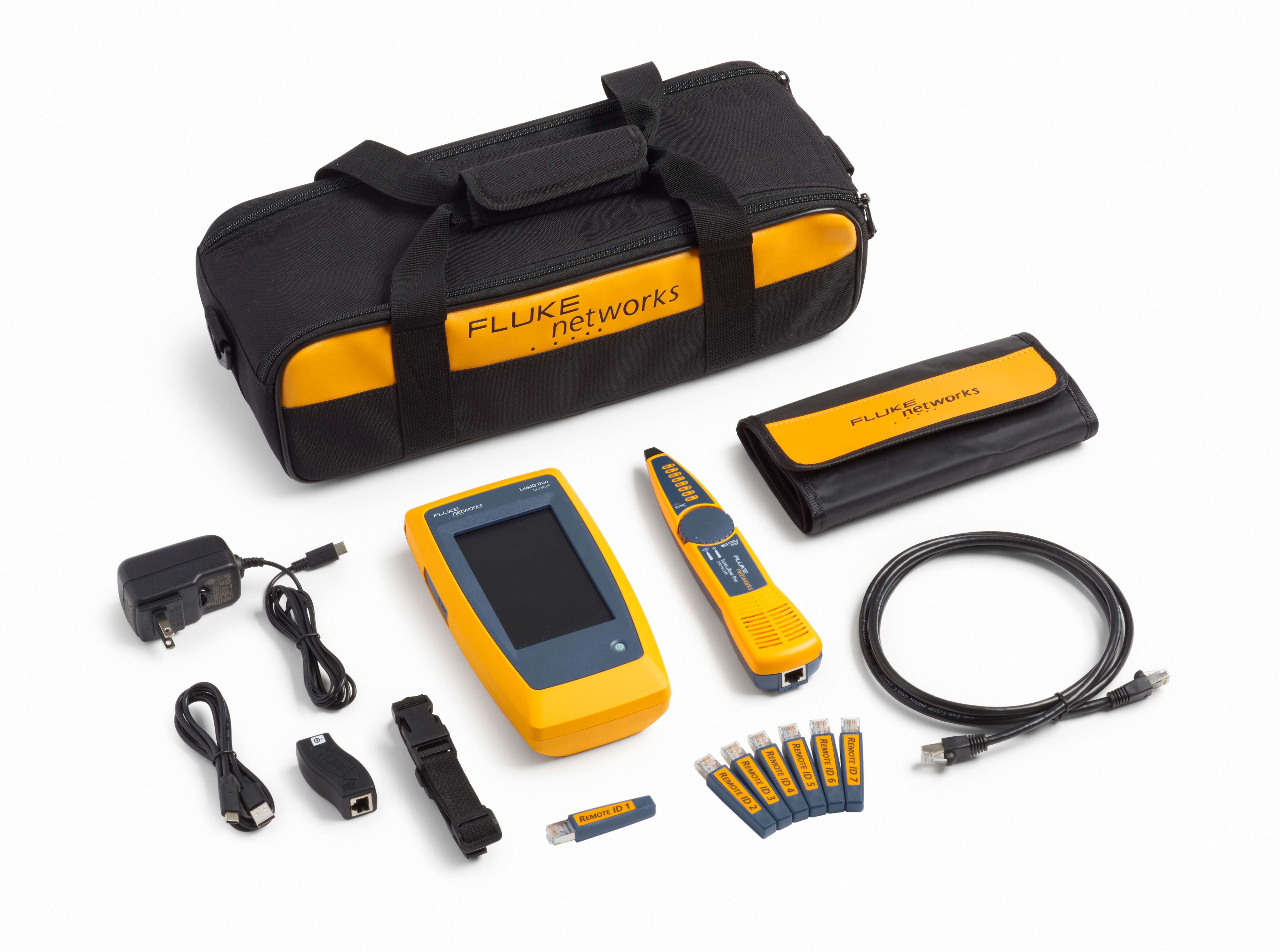 Fluke Networks - KIT avancé LIQ DUO Testeur de réseau câble et Wi-Fi LinkIQ  avec accessoires