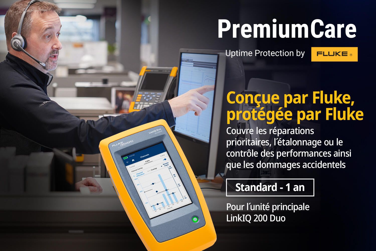 Fluke Networks - 1 an de support Fluke Premium Care Standard pour unité principale LINK IQ DUO