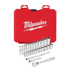 MILWAUKEE - SET DE DOUILLE ET CLES A CLIQUET 1/4 MÉTRIQUE 28 PCS